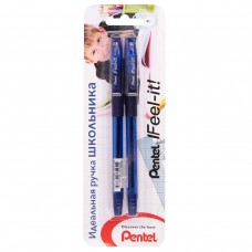 Pentel   Набор ручка шариковая Feel it!, металлич. наконечник, 3-х гран. зона захвата,  в блистере  d 0.7 мм  2 шт. XBX487-CC синие чернила