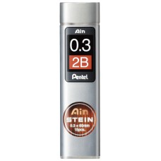 Pentel   Грифели для карандашей автоматических Ain Stein   0.3 мм  15 грифелей  в тубе C273-2BO 2B
