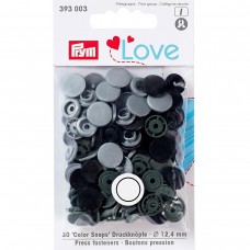 Кнопка PRYM   393003   PL Color Snaps   пластик  d 12.4 мм  30 шт. серый/т.серый/черный