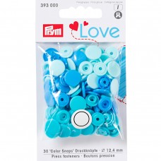 Кнопка PRYM   393000   PL Color Snaps   пластик  d 12.4 мм  30 шт. св.голубой/голубой/синий