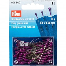 PRYM   028800   Иглы для закалывания с грушевидными головками   10 г  38 мм  в пластиковой упаковке фиолетовые