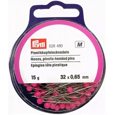 PRYM   028480   Иглы для закалывания шарики   сталь   15 г  32 мм  в пластиковой упаковке с европодвесом розовый неон