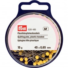 PRYM   028485   Иглы для закалывания шарики   сталь   15 г  45 мм  в пластиковой упаковке с европодвесом желтые