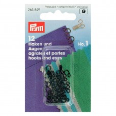 PRYM   263849   Крючки плательные N1 малые   12 мм  в блистере   12 шт. черный