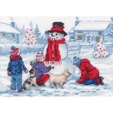 Набор для вышивания DIMENSIONS 70-08993   Лепим снеговика 12 x 17 см