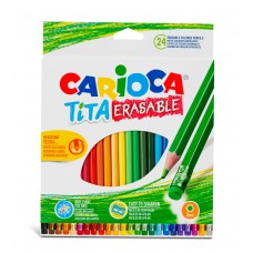 Carioca   Tita Erasable   Карандаши цветные пластиковые   заточенный   24 цв. 42938 с ластиком