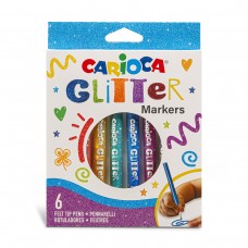 Carioca   Набор маркеров с блестками Glitter, в упаковке   6 цв.  6 шт.  перо круглое 42190