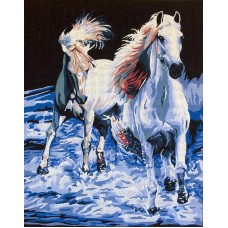 Канва жесткая с рисунком Пара белых лошадей 50 х 60 см GOBELIN L. DIAMANT 14.858