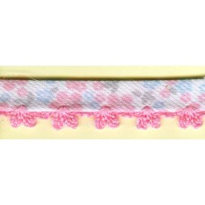 Косая бейка с фестонным краем, 10 мм, цвет бело-розовый
