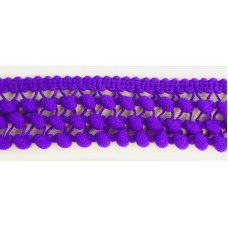 Тесьма с помпонами трехрядная фиолетовая