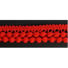 Тесьма с помпонами двурядная ярко-красная
