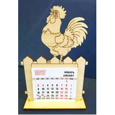 Деревянная заготовка Календарь - Петух на подставке 7,5 x 6,5 см натуральный 4 мм WOODBOX 201019