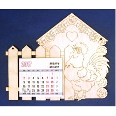 Деревянная заготовка Календарь - Петух у дома 7,5 x 6,5 см натуральный 3 мм WOODBOX 201020
