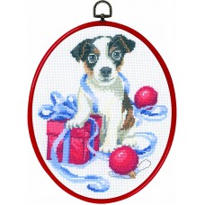 Набор для вышивания Рождественский щенок  20 x 26 см PERMIN 92-6611