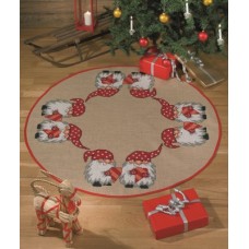 Коврик под ёлку Рождественские гномы, набор для вышивания 118 см PERMIN 45-5577