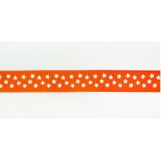 Лента репсовая SAFISA рисунок звездочки, 15 мм, 15 м, цвет 61, оранжевый