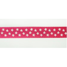 Лента репсовая SAFISA рисунок звездочки, 15 мм, 15 м, цвет 20, малиновый