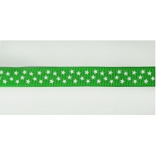 Лента репсовая SAFISA рисунок звездочки, 15 мм, 15 м, цвет 62, зеленый