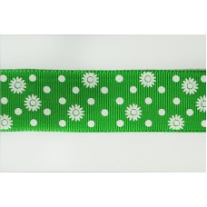 Лента репсовая SAFISA с напечатаным рисунком, 25 мм, 15 м, цвет 62, зеленый