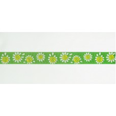 Лента репсовая SAFISA с напечатаным рисунком, 100% полиэстер, 15 мм, 15 м, цвет 62, зеленый