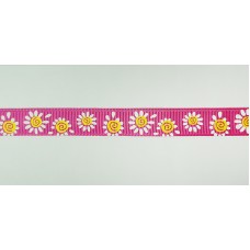 Лента репсовая SAFISA с напечатаным рисунком, 15 мм, 15 м, цвет 20, малиновый
