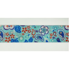 Лента репсовая SAFISA с рисунком, 39 мм, 15 м, цвет 02, голубой