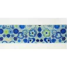 Лента репсовая SAFISA с рисунком, 39 мм, 15 м, цвет 02, голубой