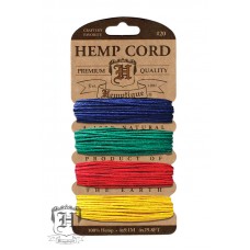 Шнуры на блистере HEMPTIQUE #20 - 1 мм, 4 цвета по 9,1 м синий, желтый, красный, зеленый #20 - 1 мм HEMPTIQUE HC20SOT