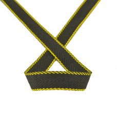 Тесьма ременная (стропа) PEGA черная с желтыми краями, 20 мм