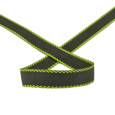 Тесьма ременная (стропа) PEGA черная с зелеными краями, 20 мм