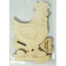 Игрушка Курица с яйцами и сердцем на подставке WOODBOX 402093