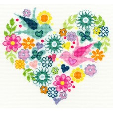 Набор для вышивания Heart Bouquet (Цветочное сердце) 25 x 23 см Bothy Threads XB1