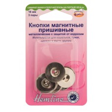 Кнопки магнитные пришивные металлические c защитой от коррозии никель 18 мм* HEMLINE 481.NK/G002