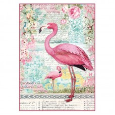 Бумага рисовая мини - формат Розовый фламинго 21 х 29,7 см (A4) STAMPERIA DFSA4273