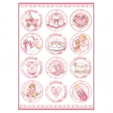 Бумага рисовая мини - формат Малышка, детские сюжеты с розовым в кругах 21 х 29,7 см (A4) STAMPERIA DFSA4289