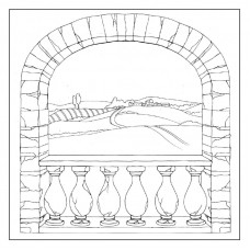 Салфетка рисовая с контуром рисунка Деревенская арка 50 х 50 см * STAMPERIA DFTM17