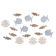 Набор декоративных элементов Морские звезды и рыбки 2 см серые оттенки RAYHER 56994000