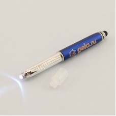 Ручка шариковая GELA.RU с фонариком LED и стилусом 12,5 см синий/серебристый 12 мм HEMLINE SPEC/G002/12