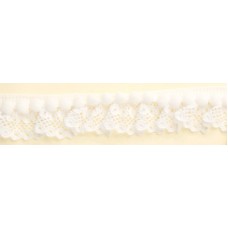 Рюш декоративный с помпонами, 20 мм, цвет белый