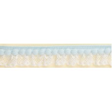 Рюш декоративный с помпонами, 20 мм, цвет белый с голубым