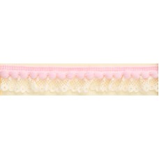 Рюш декоративный с помпонами, 20 мм, цвет сливочный с розовым