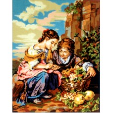 Канва жесткая с рисунком Девушки с корзиной винограда 60 х 75 см GOBELIN L. DIAMANT 10.504