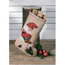 Набор для вышивания сапожка для подарков Эльф и рождественская елка PERMIN 41-8270