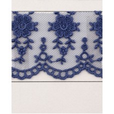 Вышивка на тюле, 110 мм, цвет темно-синий