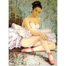 Канва жесткая с рисунком Балерина, разминающая колено 47 x 60 см GOBELIN L. DIAMANT 14.832