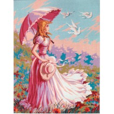 Канва жесткая с рисунком Девушка  с зонтиком 60 x 80 см GOBELIN L. DIAMANT C.934