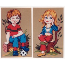 Канва жесткая с рисунком Девочка  и мальчик с мячом 47 x 60 см GOBELIN L. DIAMANT D.292