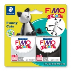 Набор полимерной глины FIMO kids kit детский набор “Веселые коты” 140 х 140 х 12 мм белый, черный FIMO 8035 10