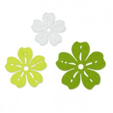 Набор декоративных элементов Цветы белый, светло-зелёный, зелёный 4,5/5,5/6,5 см EFCO 3457561