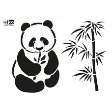 Трафарет Панда и бамбук
